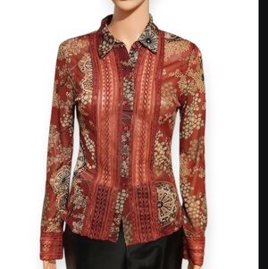 Honey Punch Red Long Sleeve Button Down Shirt Size M.